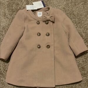 GAP Tan Peacoat with Timeless Double-Breasted Design